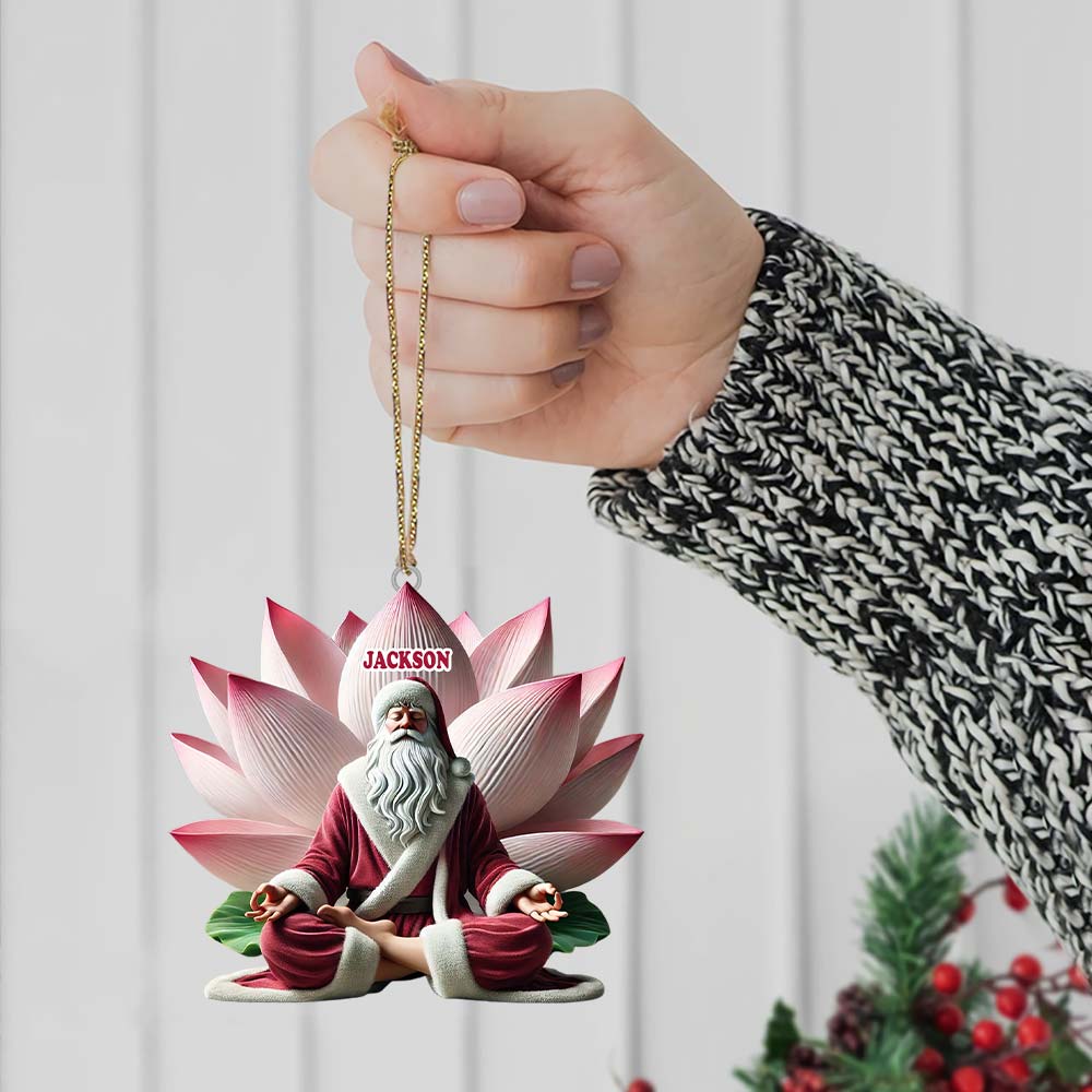 Custom Name Yoga Santa Ornament, Yogi Christmas Gift