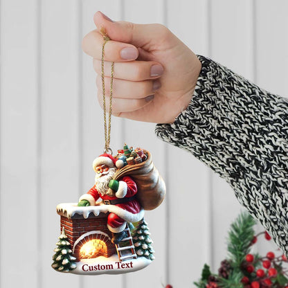 Custom Ornament, Santa On The Roof Ornament, Christmas Decor