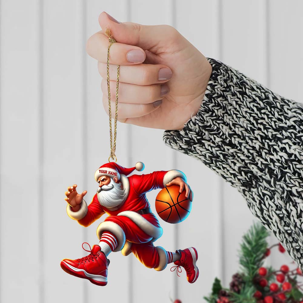 Basketball Santa Christmas, Home Decor, Christmas Ornament, Personalized Ornament