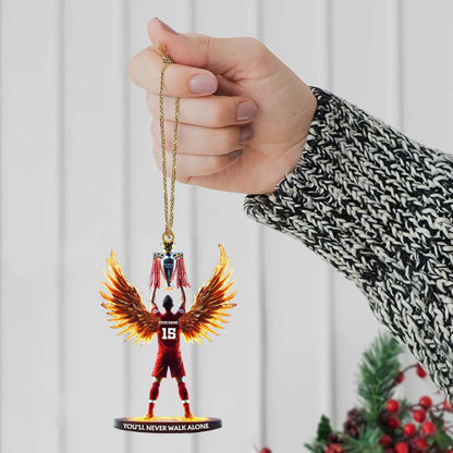 Custom Name and Number Football Champion Memorial Ornament, Christmas Gift