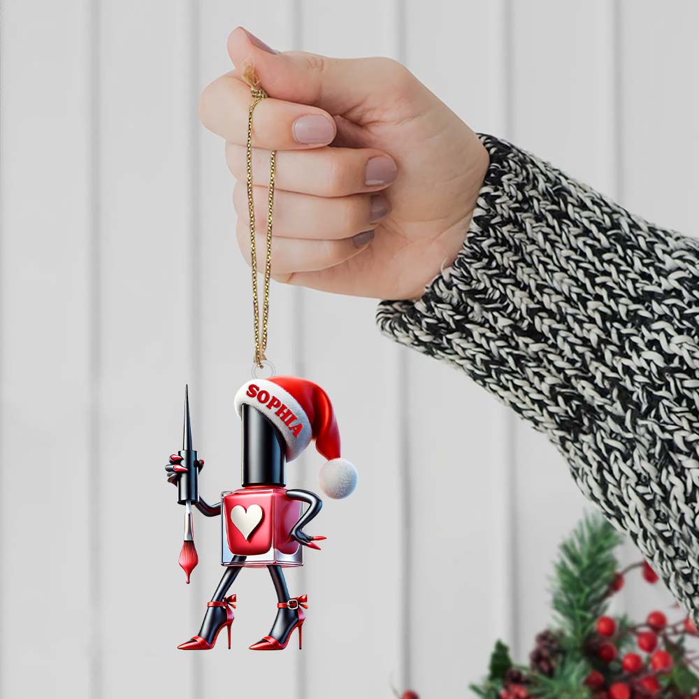 Custom Name Nail Salon Ornament, Nail Salon Christmas Decoration