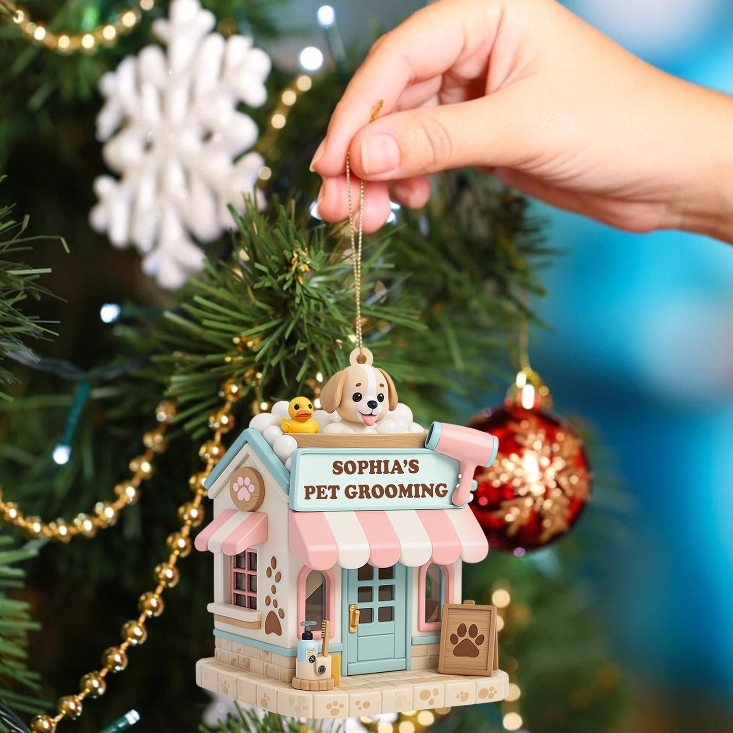 Christmas Pet Grooving, Home Decor, Christmas Ornament, Personalized Ornament