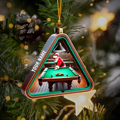 Billiard Santa Decor Christmas Ornament, Personalized Ornament