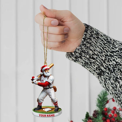 Custom Name and Number Baseball Ornament, Baseball Christmas Gift