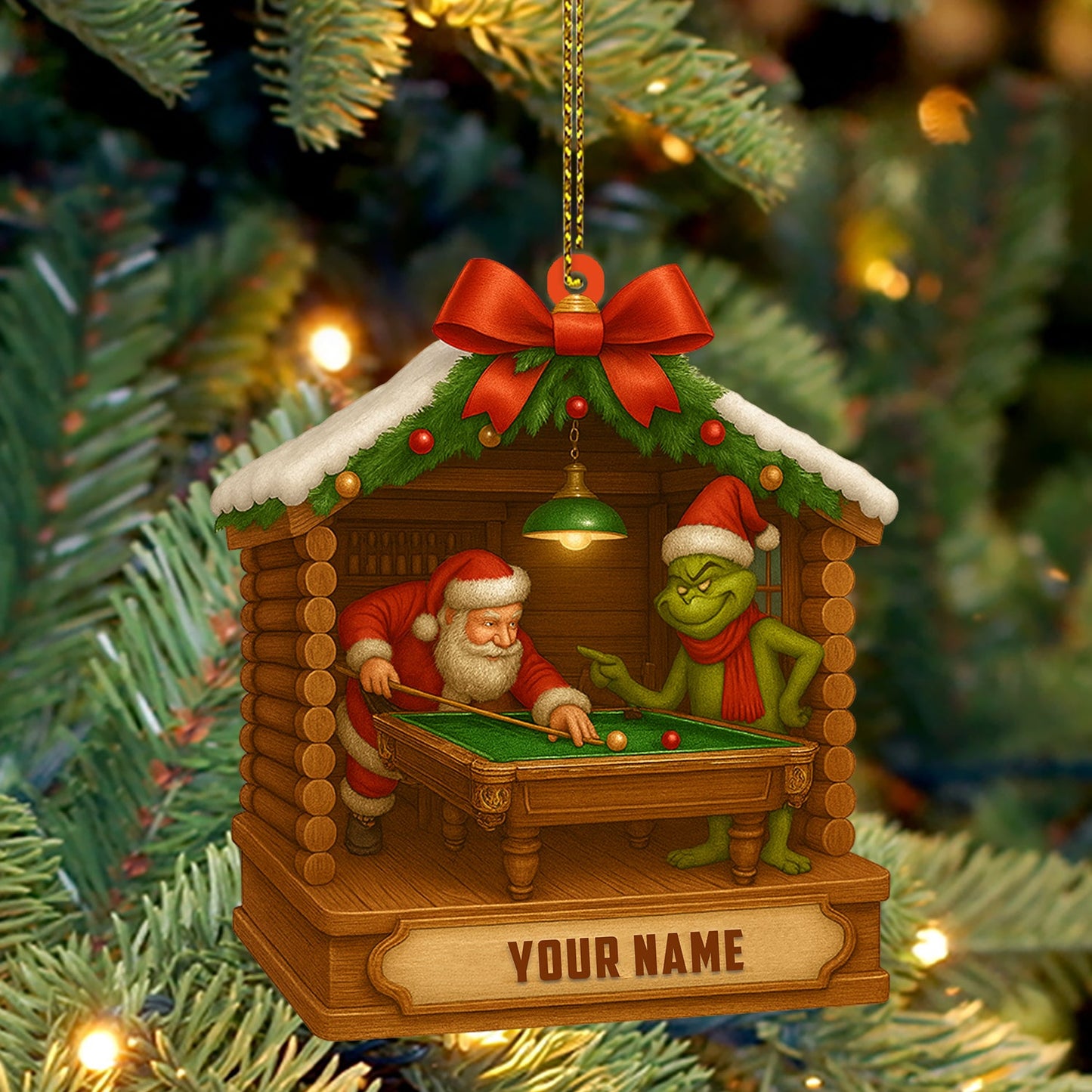 Billiard Santa, Home Decor, Christmas Ornament, Personalized Ornament