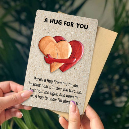 A Hug From My Heart For You, Couple Gift, Personalized Couple Puzzle Wooden