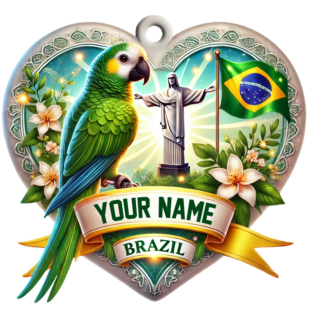 Custom Name Brazil Ornament, Christmas Gift for Brazil Lover