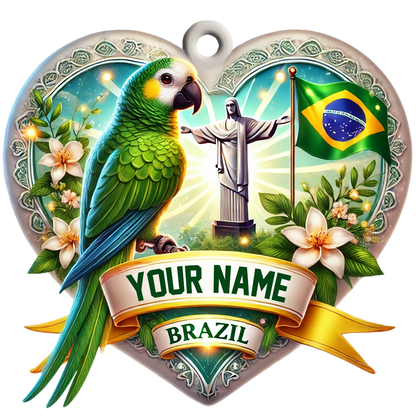 Custom Name Brazil Ornament, Christmas Gift for Brazil Lover