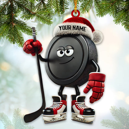 Custom Name Ice Hockey Ornament, Ice Hockey Christmas Gift
