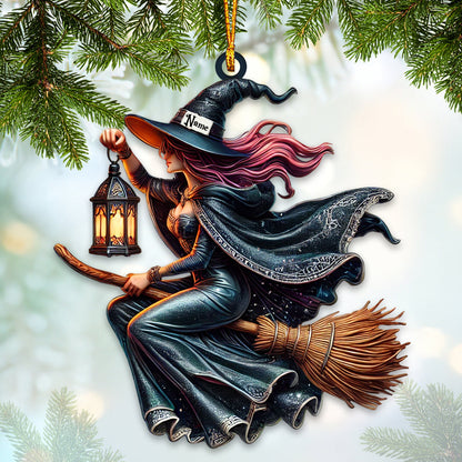 Custom Name Witch Ornament, Happy Halloween Gift