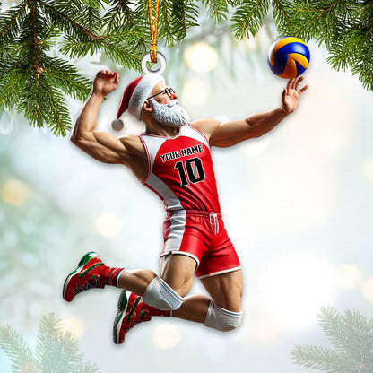 Custom Name Volleyball Santa Ornament, Volleyball Lover Christmas Gift
