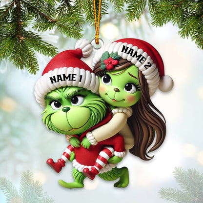 Custom Name Christmas Grinch Couple Ornament, Lover Christmas Gift