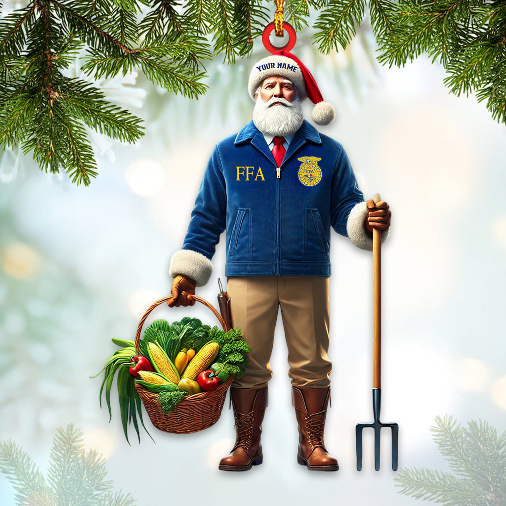 Farmer Santa Home Decor Christmas Ornament, Personalized Ornament