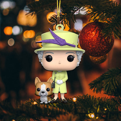 Queen Elizabeth II with Corgi - Christmas Ornament - Gift For Christmas, Gift For Family Decor
