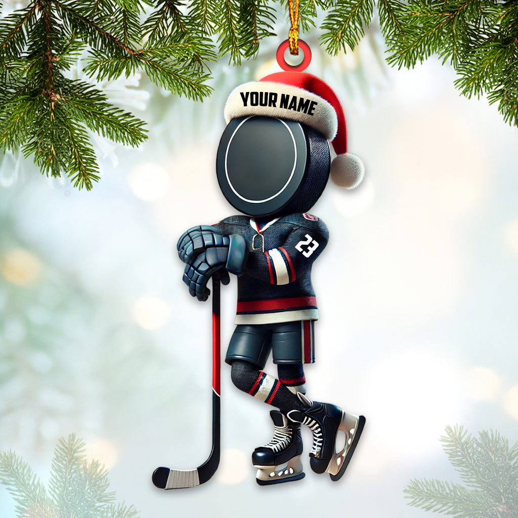 Custom Name Ice Hockey Ornament, Ice Hockey Christmas Gift