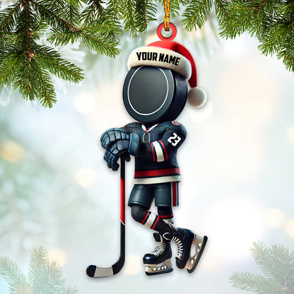 Custom Name Ice Hockey Ornament, Ice Hockey Christmas Gift