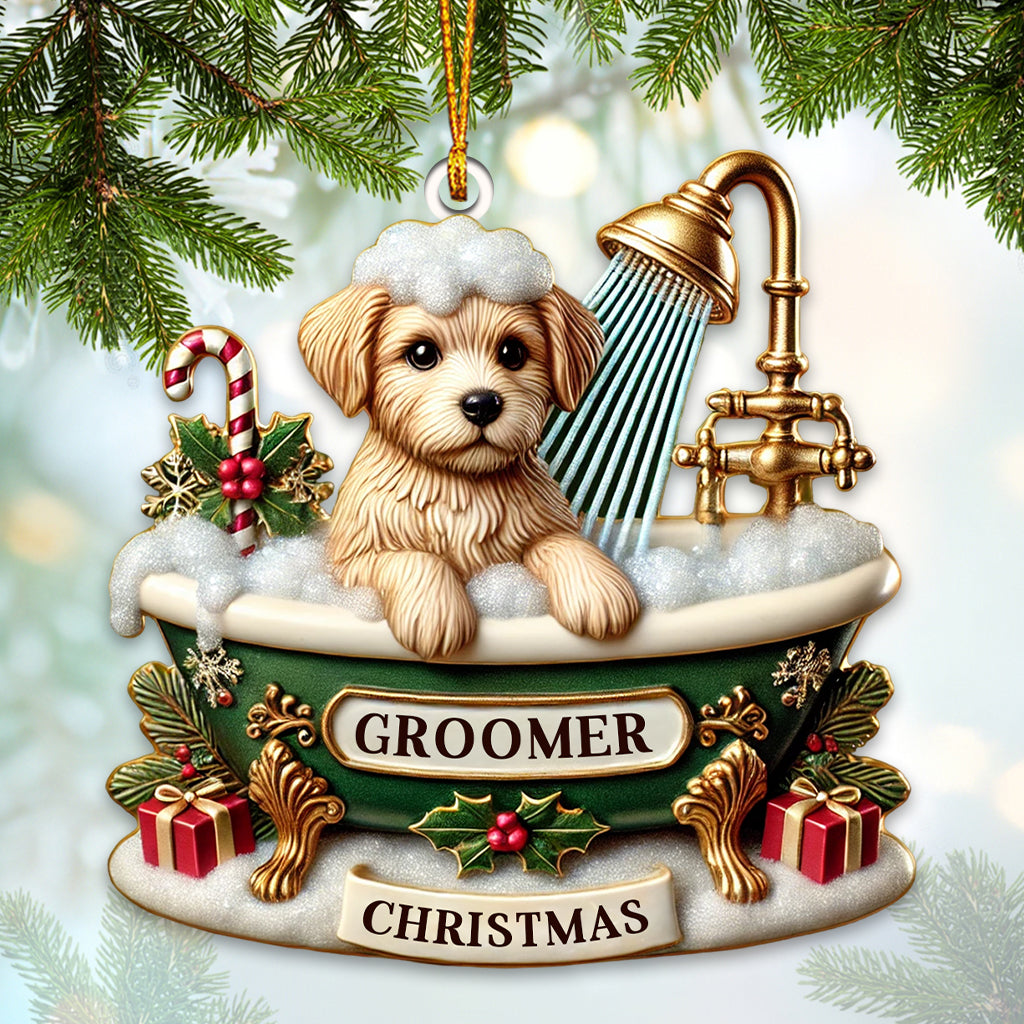 Custom Name Groomer Ornament, Christmas Decoration for Pet Shop