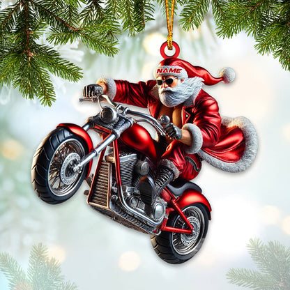 Custom Name Motorbike Santa Ornament, Motorbike Lover Christmas Gift