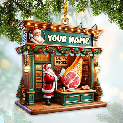Custom Name Butcher Santa Ornament, Butcher Christmas Gift