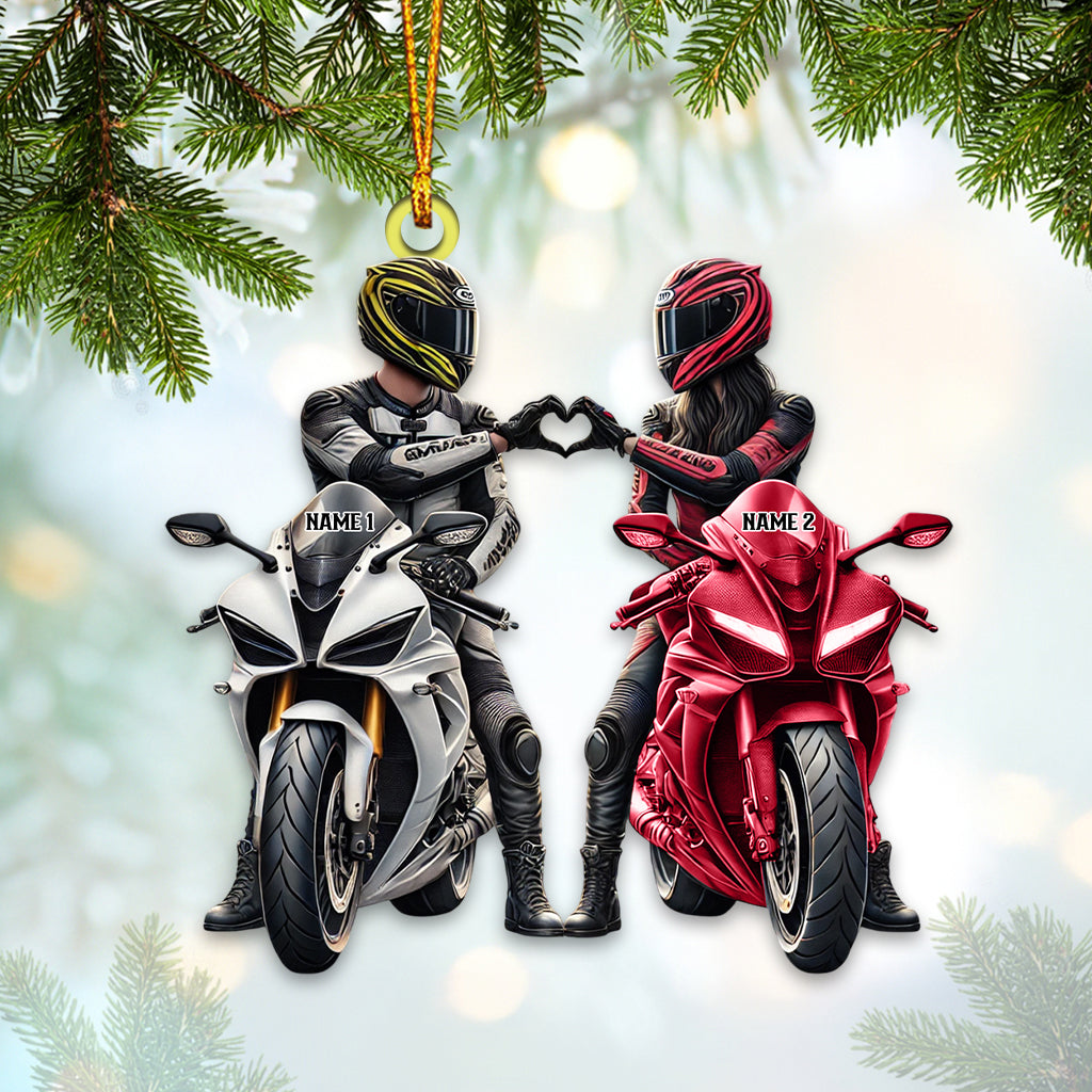 Custom Name Motorbike Couple Ornament, Lover Christmas Gift