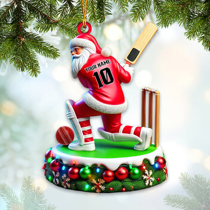 Custom Name Cricket Ball Ornament, Cricket Ball Lover Christmas Gift