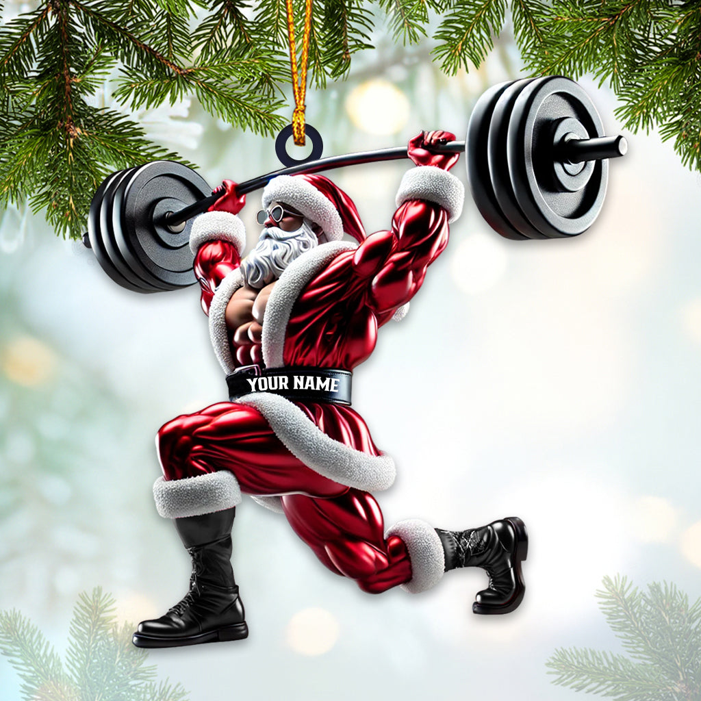 Custom Name Gym Work Out Santa Ornament, Gymnastics Christmas Gift