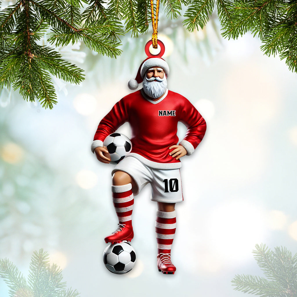 Custom Name Soccer Santa Ornament, Soccer Christmas Gift