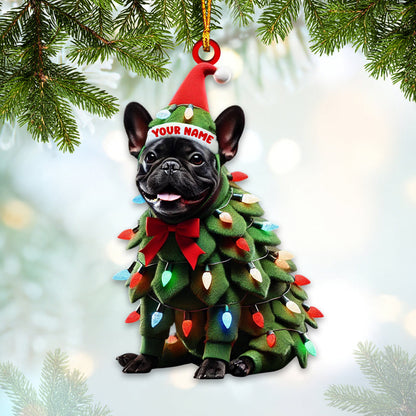 Custom Name French Bulldog Ornament, Dog Christmas Gift Decoration