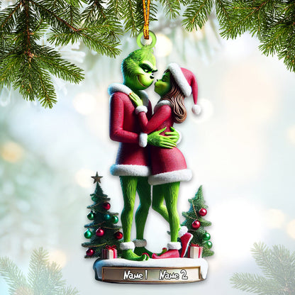 Custom Name Grinch Couple Ornament, Grinch Lover Christmas Gift
