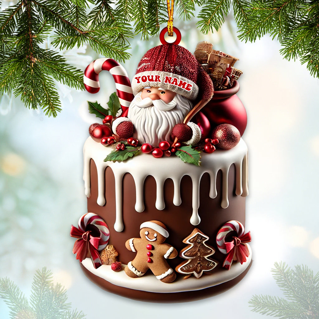 Custom Name Bakery Santa Ornament, Christmas Decoration for Bakery Shop