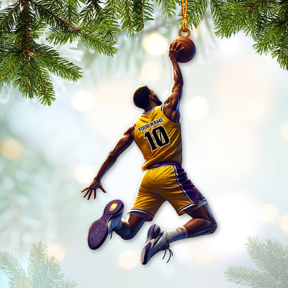 Custom Name and Number Basketball Ornament, Basketball Christmas Gift
