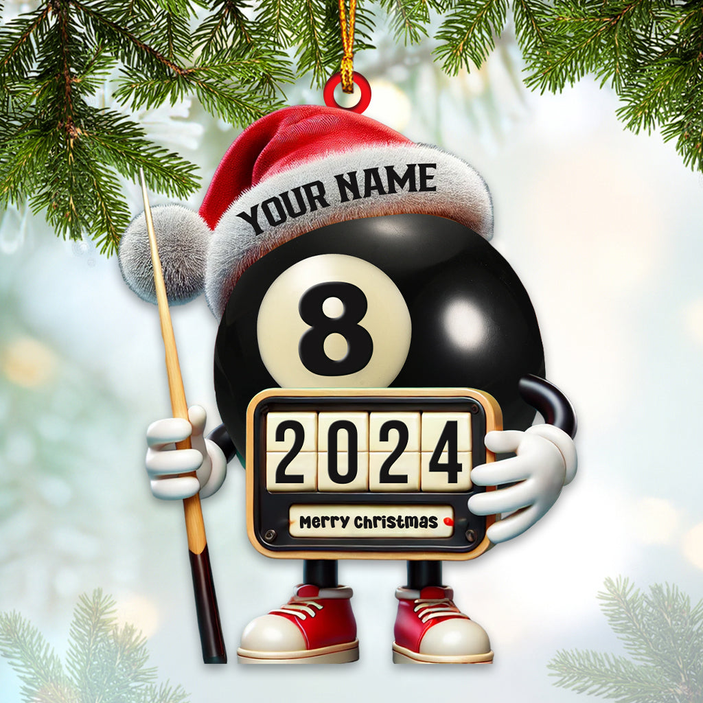 Custom Name and Year Billiard Ornament, Billiard Lover Christmas Gift