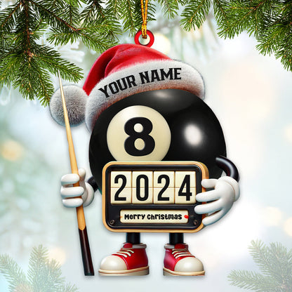 Custom Name and Year Billiard Ornament, Billiard Lover Christmas Gift