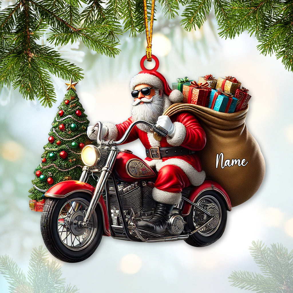 Custom Name Santa Bike Ornament, Santa Bike Christmas Gift