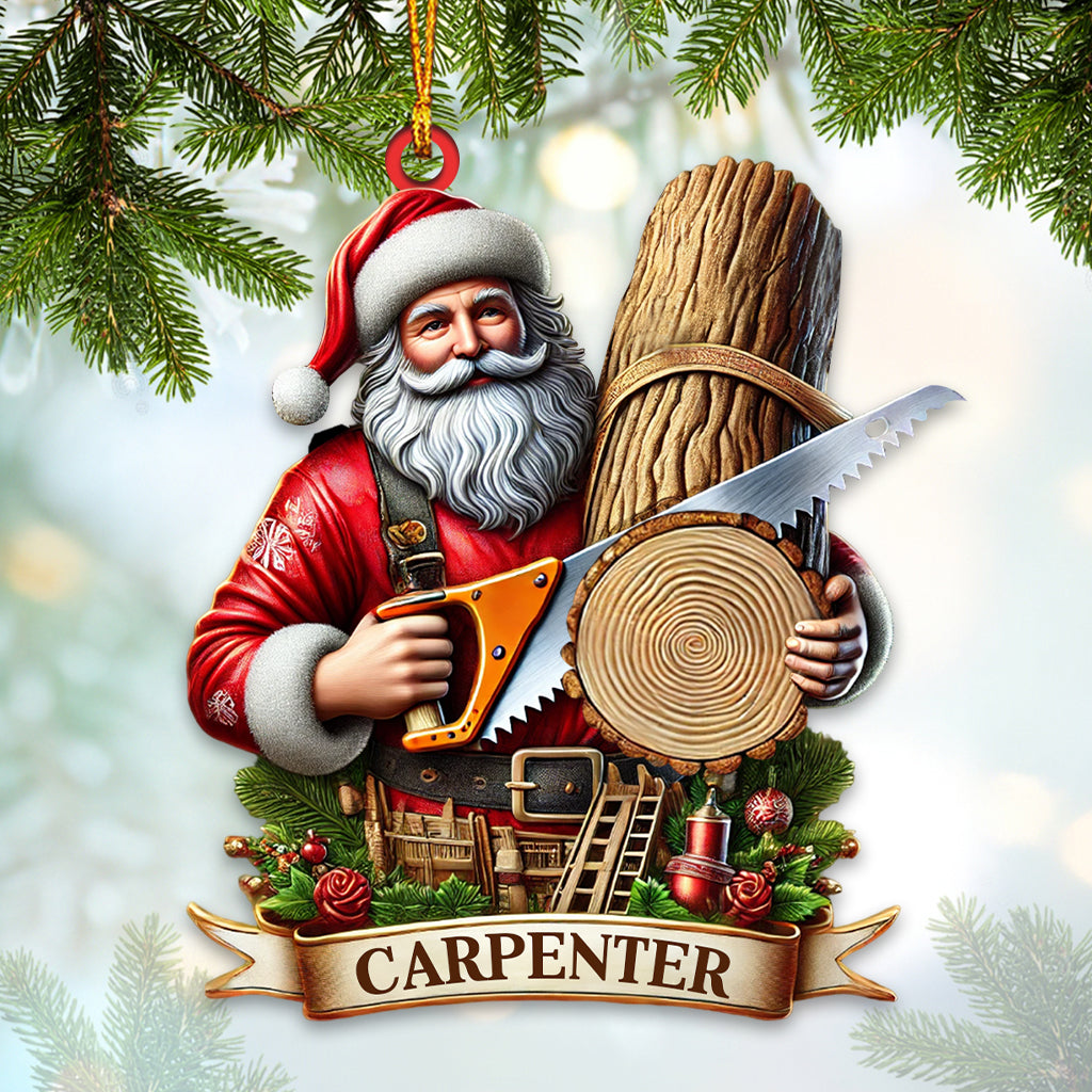 Custom Name Carpenter Santa Ornament, Christmas Gift Carpenter