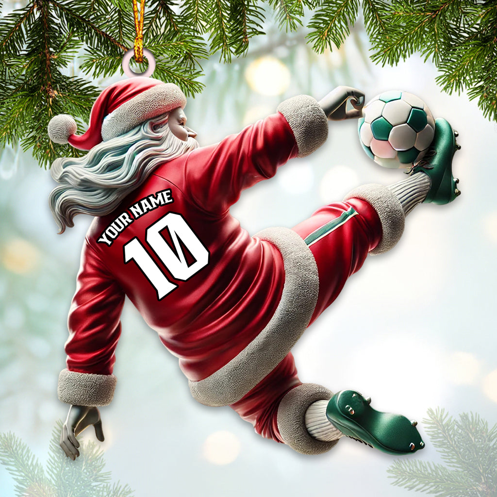 Custom Number Soccer Santa Ornament, Soccer Christmas Gift