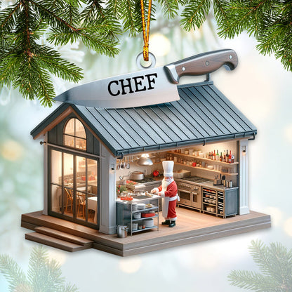 Custom Name Chef Ornament, Santa Chef Gift for Cooking Lover