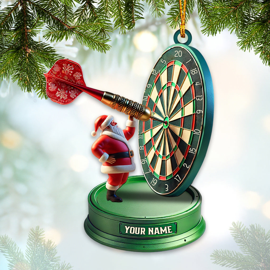 Custom Name Dart Santa Ornament, Christmas Gift