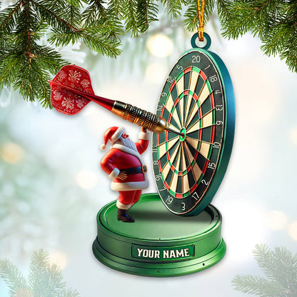Custom Name Dart Santa Ornament, Christmas Gift