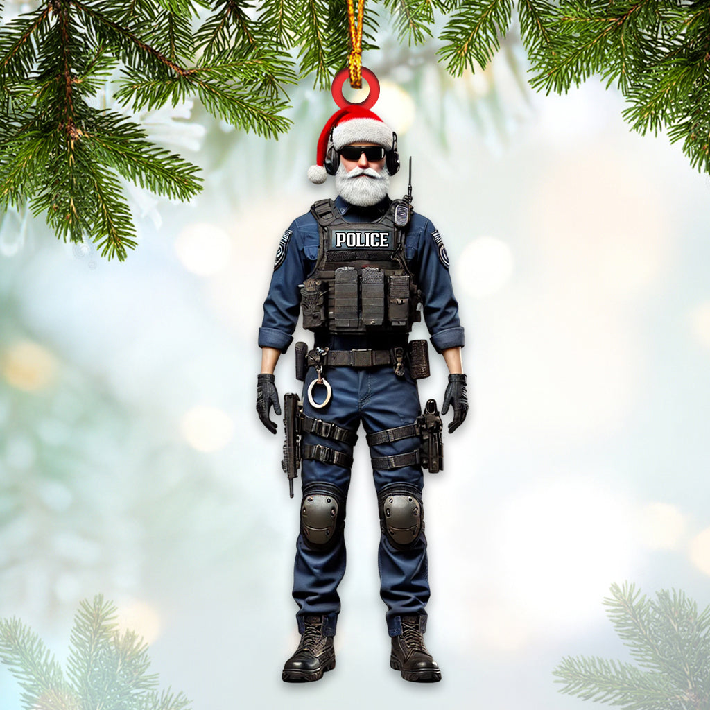 Custom Name Police Santa Ornament, Police Christmas Gift