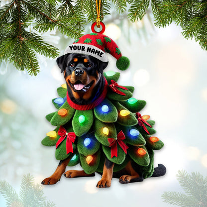 Custom Name Rottweiller Ornament, Dog Christmas Gift Decoration