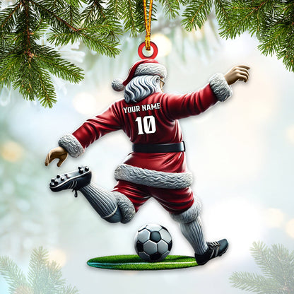 Custom Name Soccer Santa Ornament, Soccer Christmas Gift