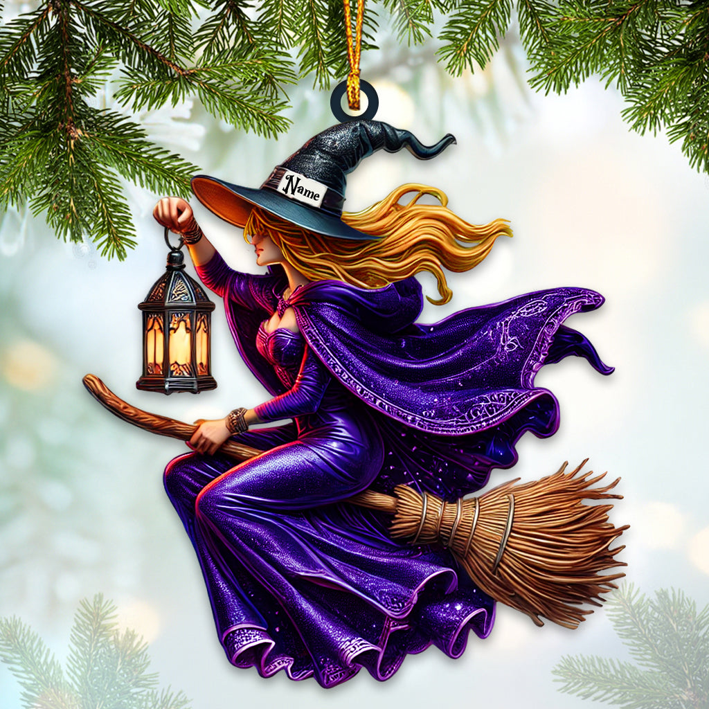 Custom Name Witch Ornament, Happy Halloween Gift