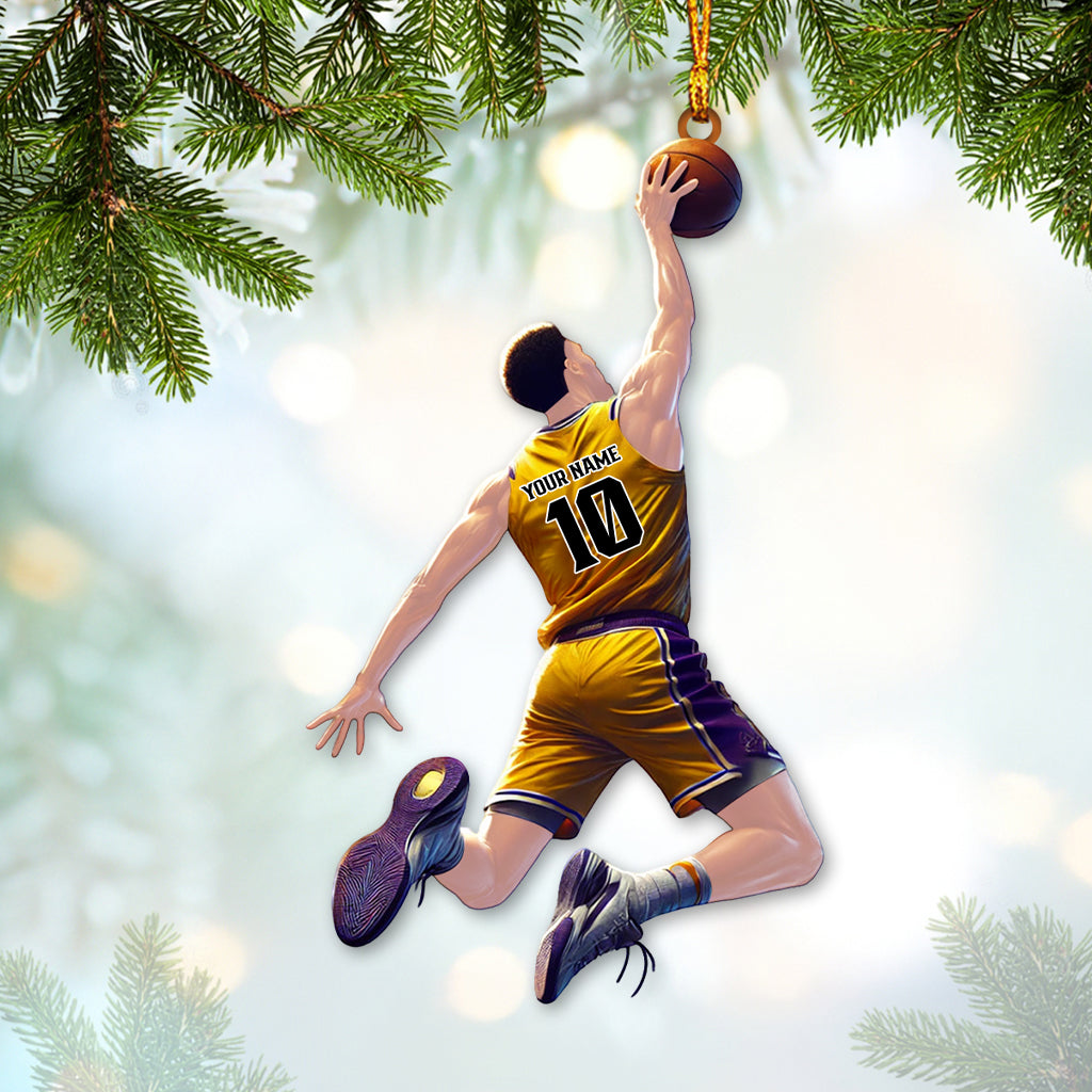 Custom Name and Number Basketball Ornament, Basketball Christmas Gift
