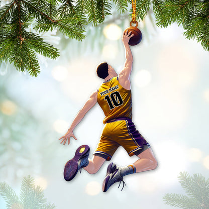 Custom Name and Number Basketball Ornament, Basketball Christmas Gift