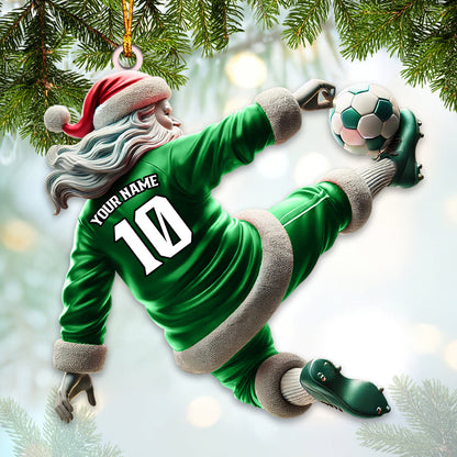 Custom Number Soccer Santa Ornament, Soccer Christmas Gift