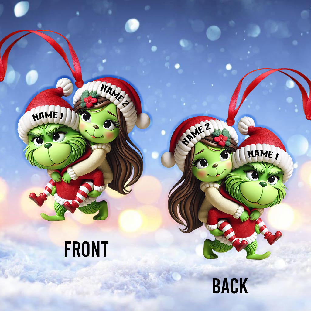 Custom Name Christmas Grinch Couple Ornament, Lover Christmas Gift
