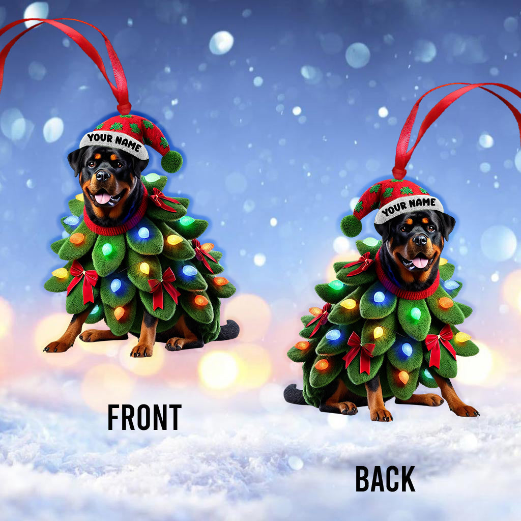 Custom Name Rottweiller Ornament, Dog Christmas Gift Decoration