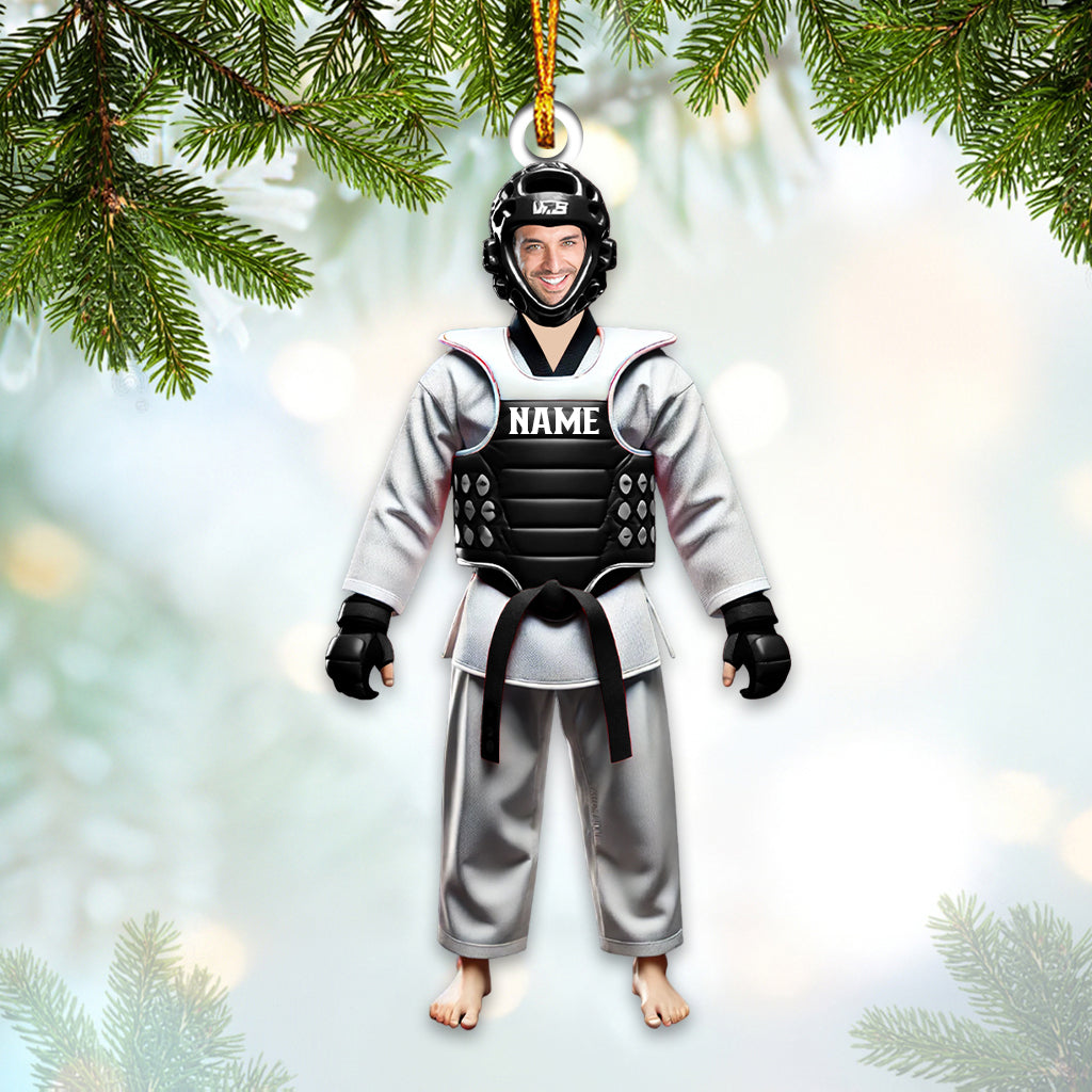 Custom Name and Face Taekwondo Ornament, Taekwondo Christmas Gift