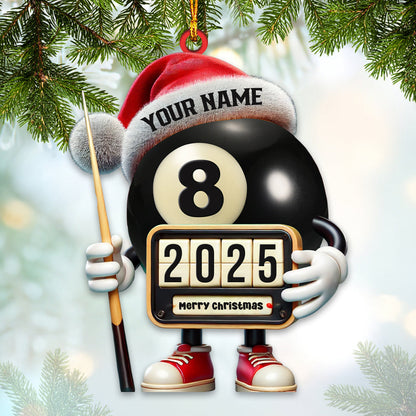Custom Name and Year Billiard Ornament, Billiard Lover Christmas Gift